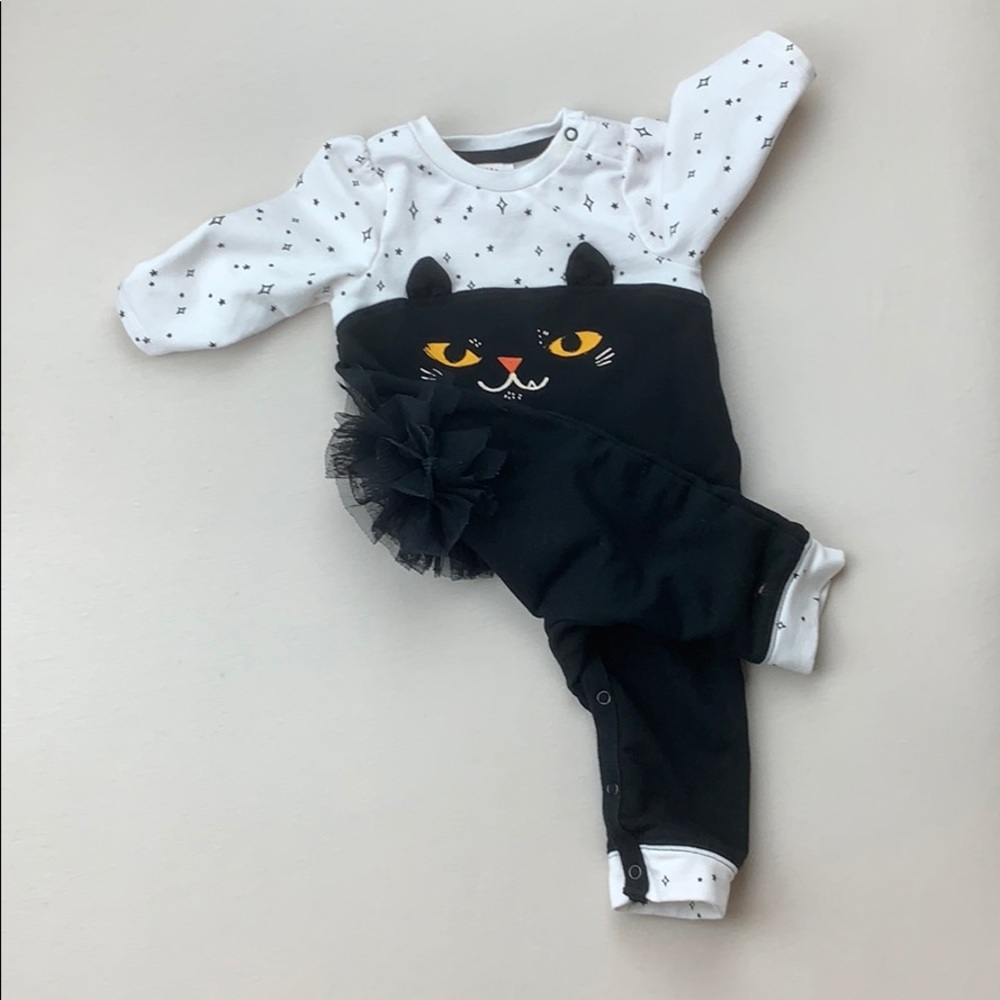 Cat & Jack Black Cat Ruffle Butt Onesie